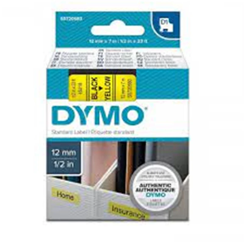 Dymo S0720580 D1 Yedek Şerit,12 Mm X 7 Mt, Sarı/Siyah(45018)