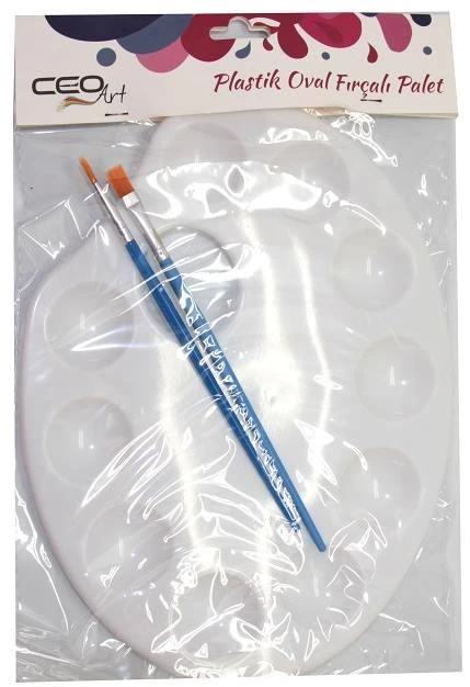 Ceoart Oval Plastik Palet+Fırça Set Ceo-Sn0021