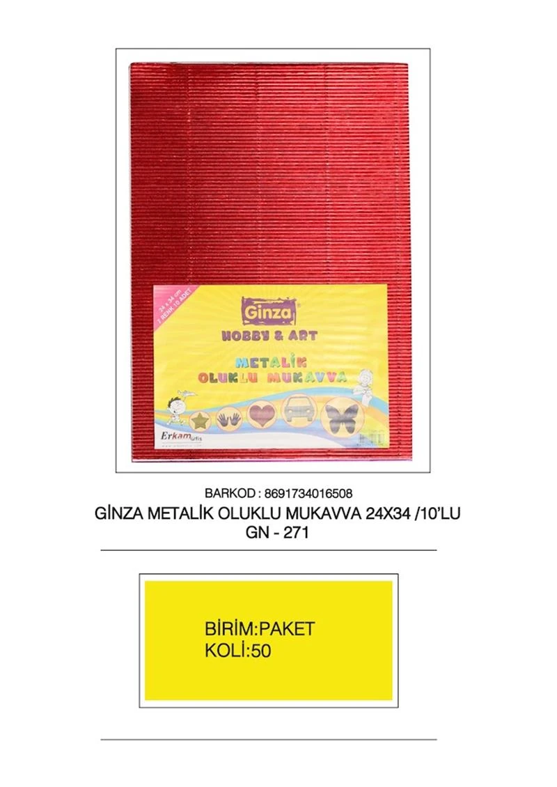 Ginza Gn-271 24*34 Oluklu Mukavva Metalik 10 Renk