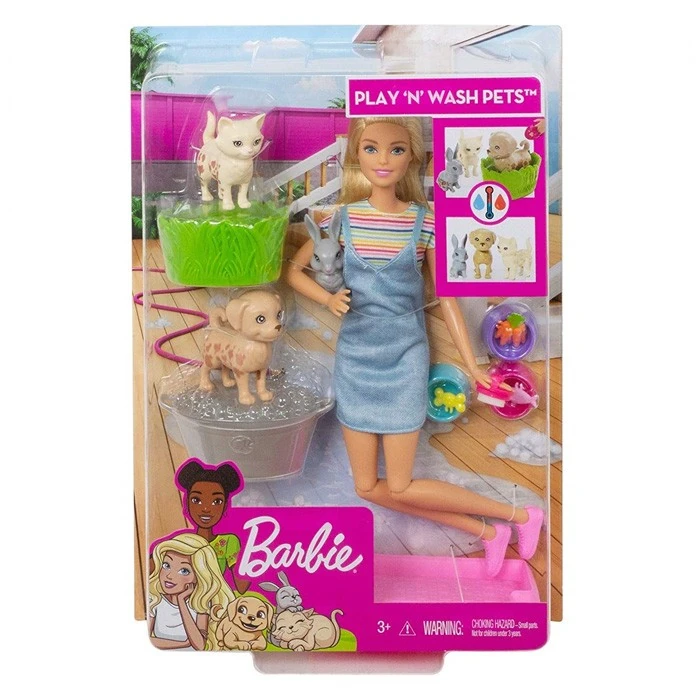 Barbie ve Hayvanları Banyo Eğlencesinde Oyun Seti FXH11