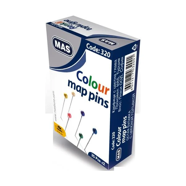 Mas Toplu İğne Renkli Başlı 32 Mm 320
