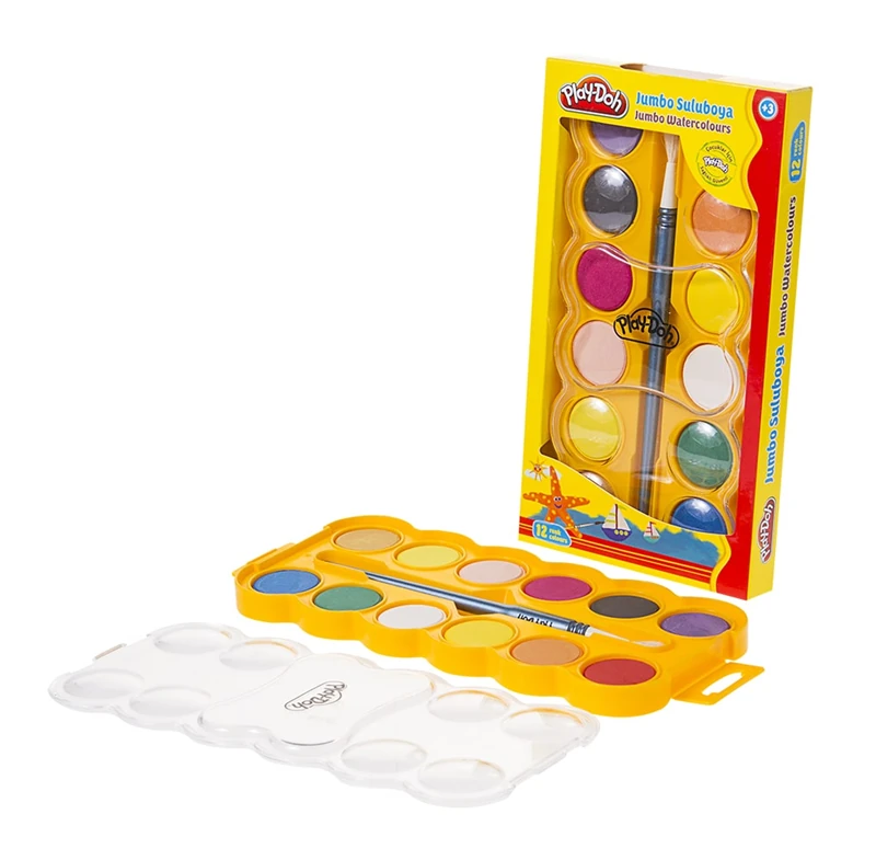 Play-Doh Suluboya 12 Renk Tablet Jumbo 40 Mm.Su007