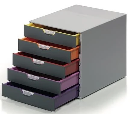 Durable 7605 Varıcolor Çekmeceli Evrak Rafı-5 Renk