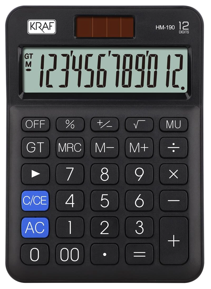 Kraf Hesap Makinesi Masaüstü 12 Hane Hm-190 Bl Siyah