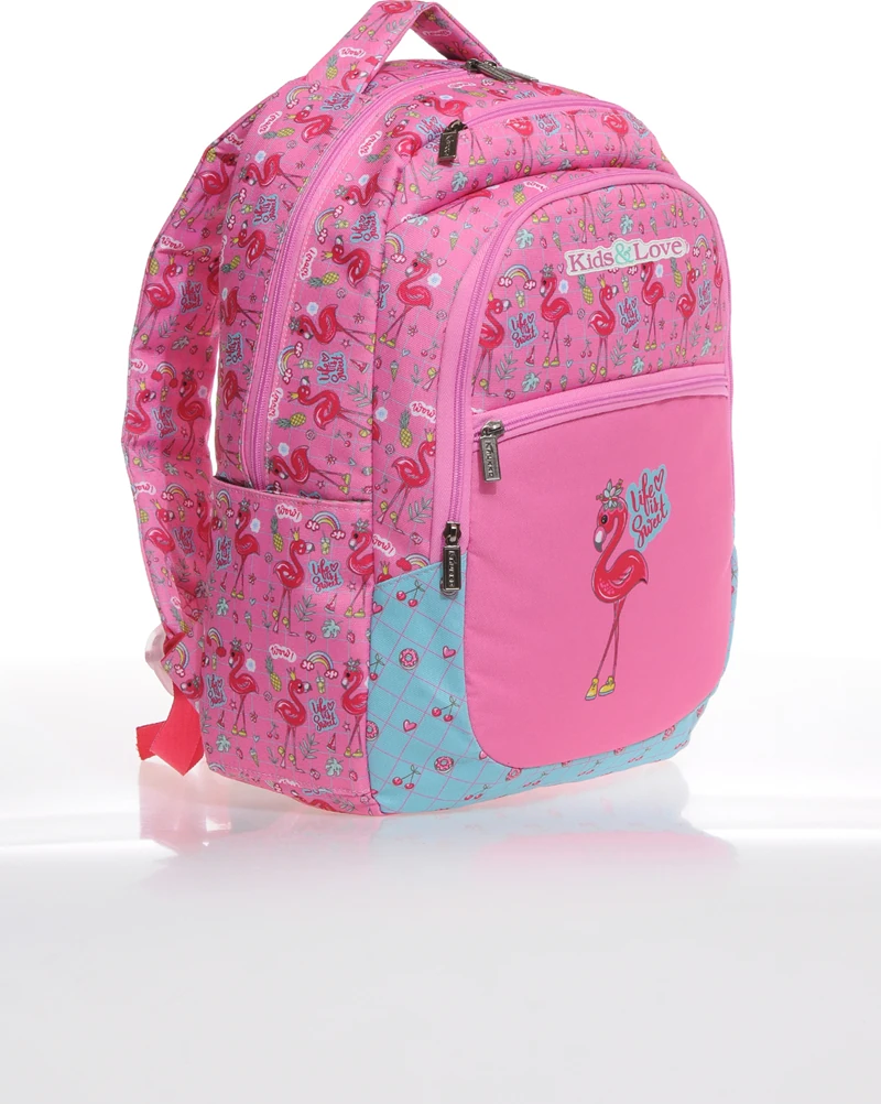 Kaukko Kids Love Flamingo Okul Sırt Çantası Rubber L5023