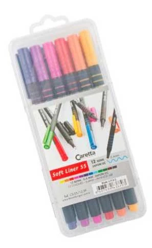 Caretta Keçeli Kalem 55 Soft Lıner 12 Li Karışık Renk C-S-55-12Pp