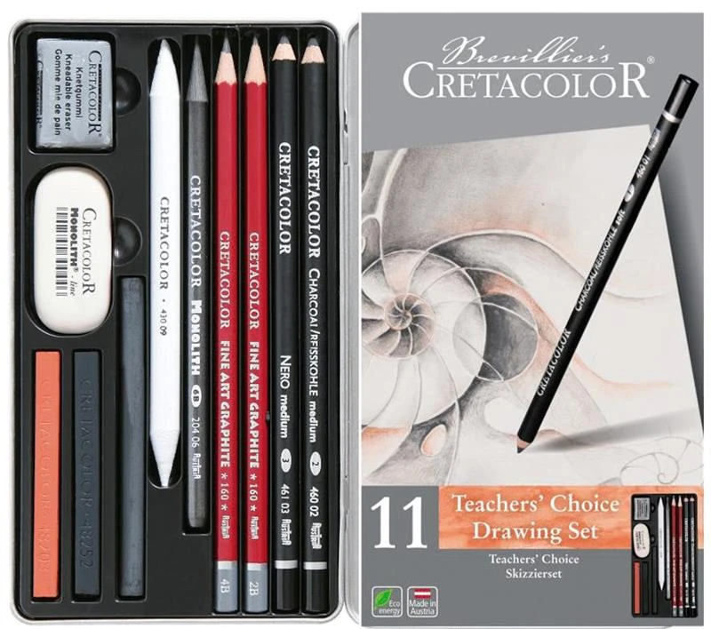 Cretacolor Teacher'S Choice Beginner Drawing Set Temel Çizim Seti Metal Kutu 11 Parça 40033