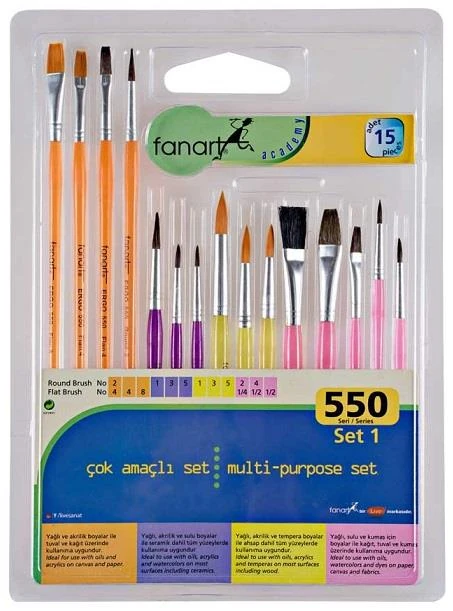 Fanart Lv-F-7550.S1 Academy 550 Fırça Seti 15Li