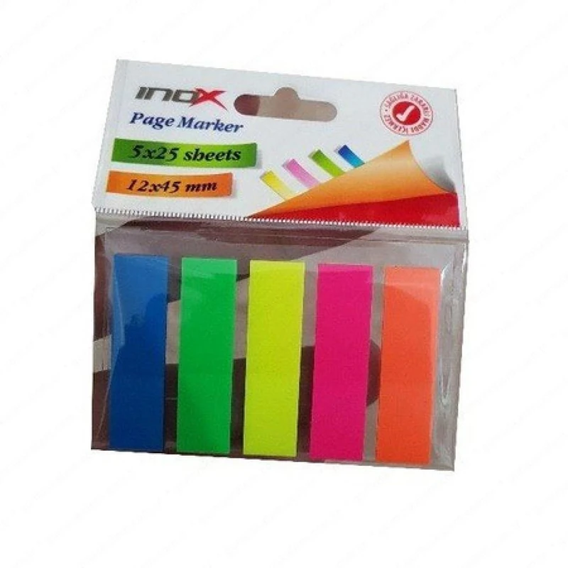 İnox 5 Renk 25 Yaprak Yapışkanlı Ayraç 5*25 2625