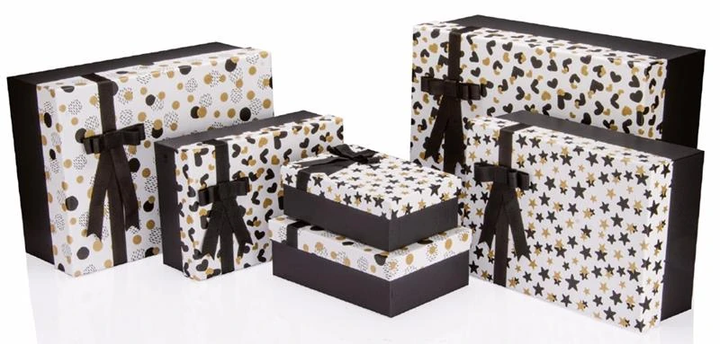 Gıpta Kutu Seti 6 Lı Black Whıte Gold Dikdörtgen Bx68560