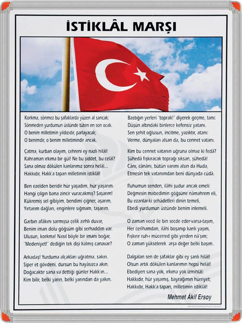 Panda Eğitim İstiklal Marşı Alüminyum Çerçeve 35X50 Pan 412