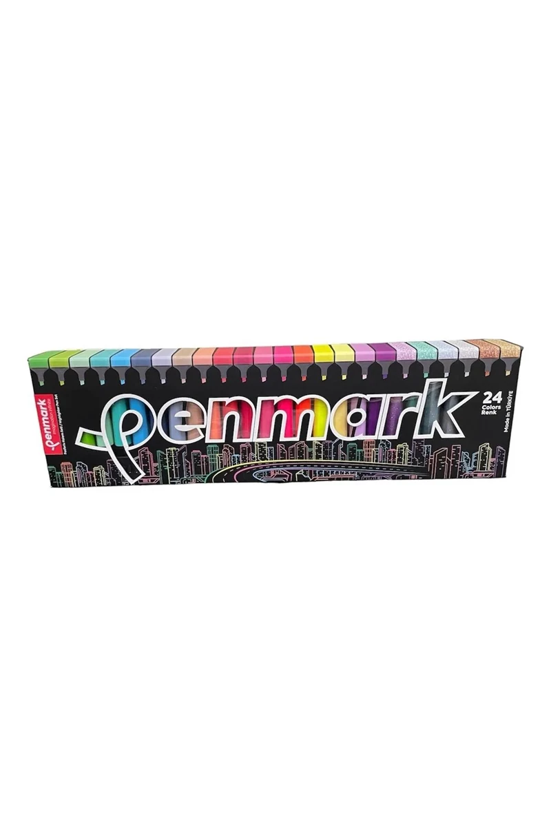 Penmark Hs-505-24S Fosforlu Kalem 24 Lü Süper Kutu 6 Neon+6 Pastel+6 Tropik+6 Simli