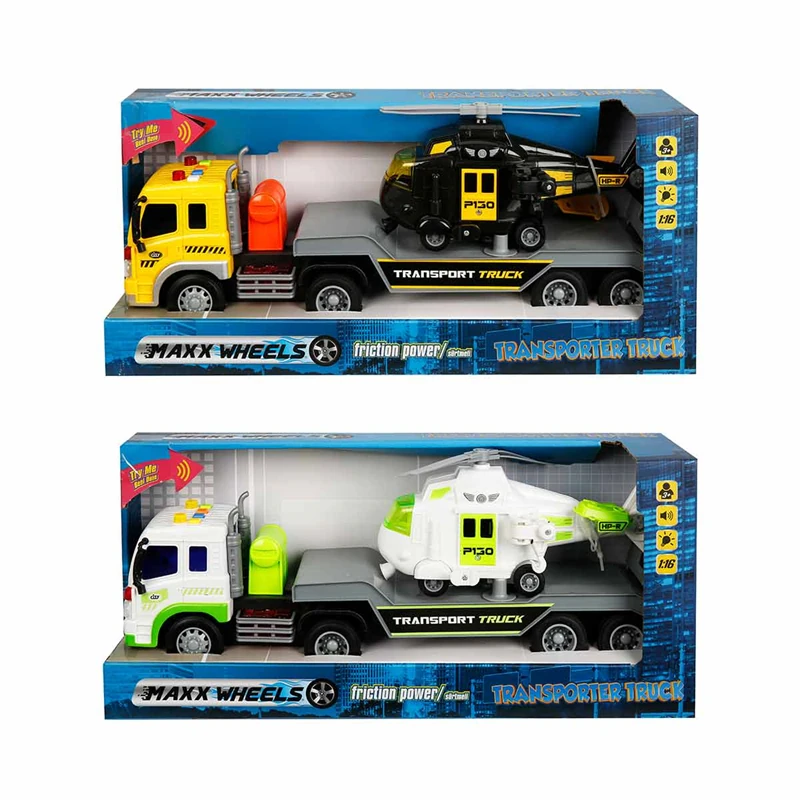 Maxx Wheels 1:16 Sesli ve Işıklı Transporter Tır 40 cm 23150 Turkuaz Uçak