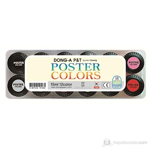 Dong-A 261512 Poster Color Guaj Boya Seti 12*15Ml