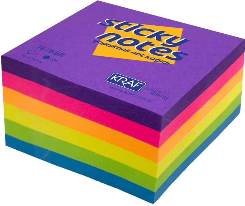 Kraf Yapışkanlı Not Kağıdı Küp 76X76 400 Yp Brıght 7676Br