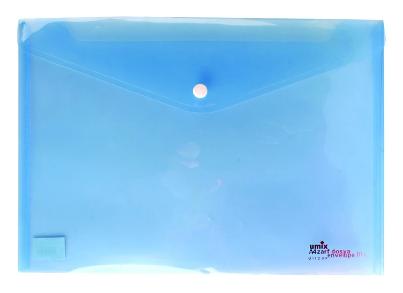 Umıx U1120P-Ma Çıtçıtlı Şeffaf Zarf Dosya Mavi