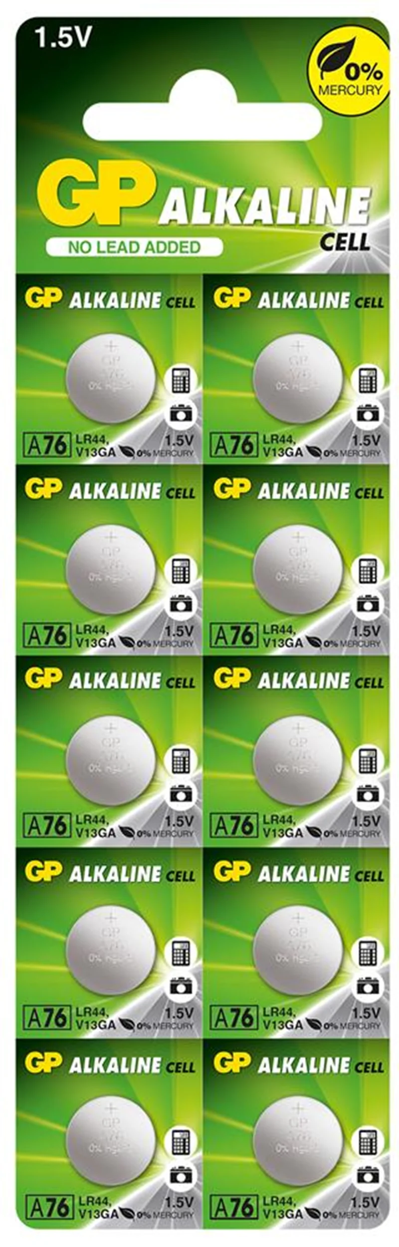 GP GPA76-C5 LR44 Alkalin Düğme Pil 5'li Paket 