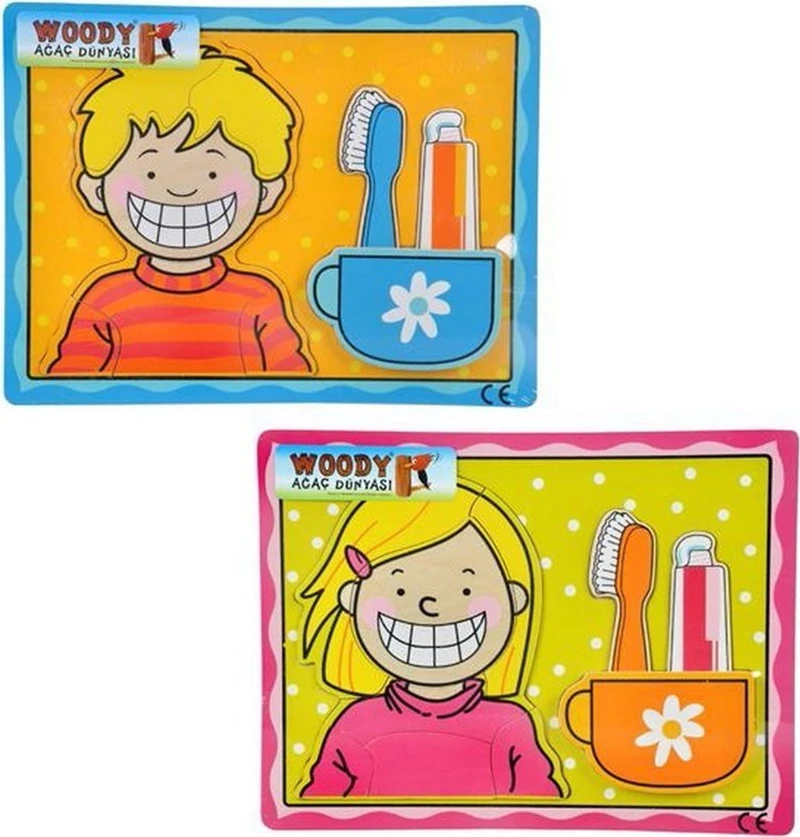 Woody Tahta Puzzle 10 Parça Kabartma Diş Fırçası Bj-23S00006728
