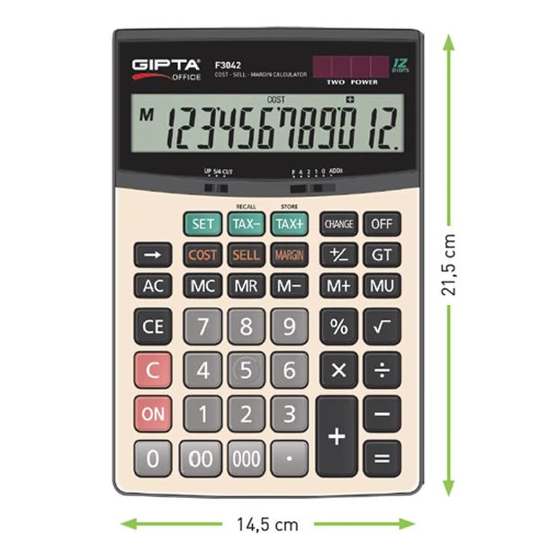 Gıpta F3042 Hesap Makinesi - 12 Hane Masa Tipi