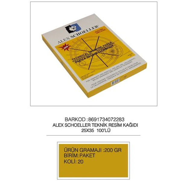 Alex 2283 25X35 200Gr. 100 Lü Teknik Resim Kağıdı