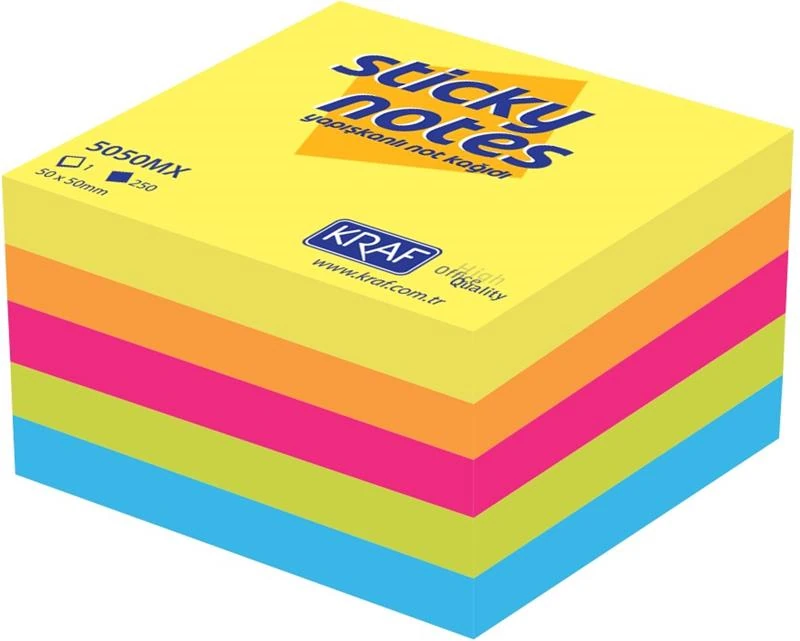 Kraf Yapışkanlı Not Kağıdı Küp 50X50 250 Yp Mıxed 5050Mx