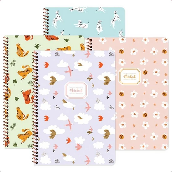 Hayvanlar 16,5x22,5 80 Yaprak Çizgili Karton Kapak Spiralli Defter