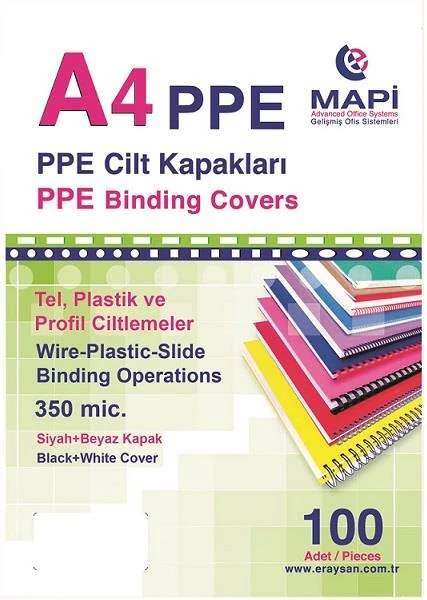Mapi 2040261 350Mic A4 Pvc Kapak Siyah+Beyaz