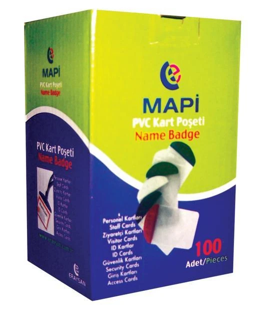 Mapi 9101012 Pvc Kart Kabı Dikey Şeffaf Şeritli Şeffaf