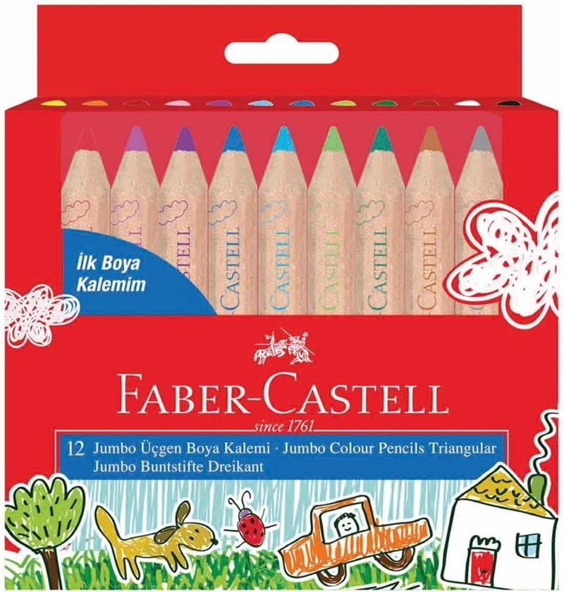 FABER CASTELL ILK BOYA KALEMIM 12 LI JUMBO UCGEN YB 5171000004 *.FABER-24 *