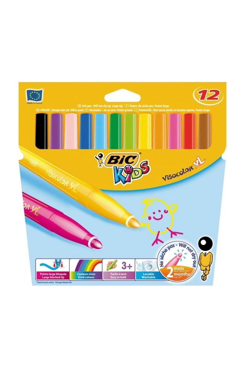 Bic 8290072 Vısa Yıkanablr Jumbo Keçeli Kalem 12Li