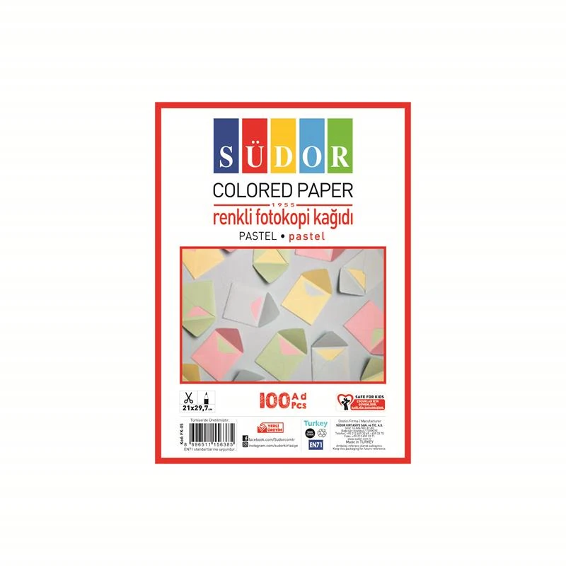 Südor Fotokopi Kağıdı 100 Lü Pastel Renkler Fk-05
