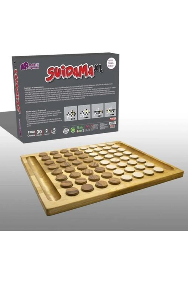 Mor Fil Oyuncak Doğal Ahşap Akıl Mantık Strateji Oyunu Reversi (Suidama XL)