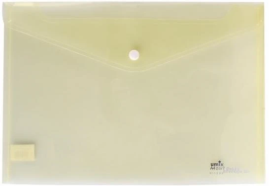 Umıx U1120P-Sa Çıtçıtlı Şeffaf Zarf Dosya Sarı
