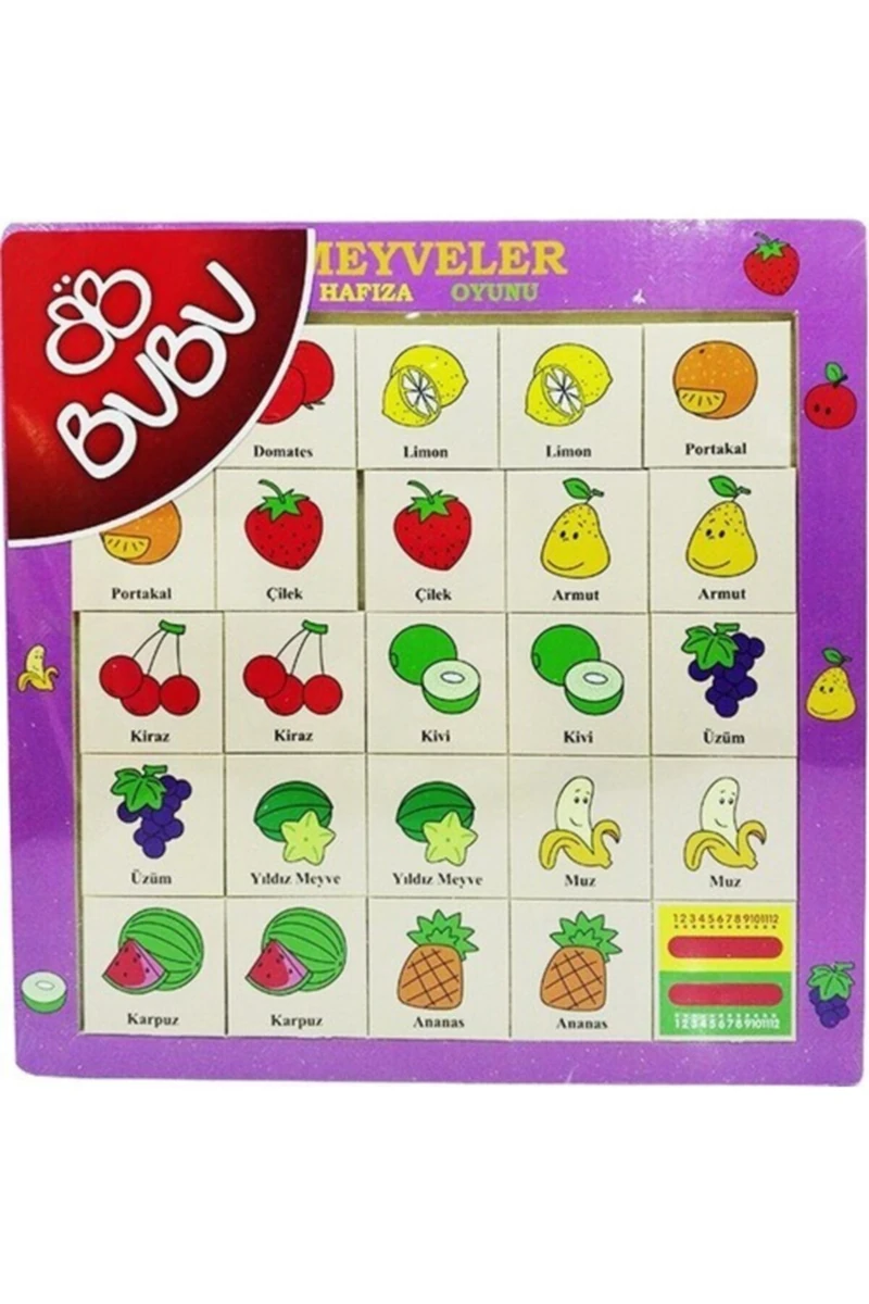 Bubu Ahşap Puzzle Meyveler Hafıza Oyunu 30X30 Bj-53Ap0063