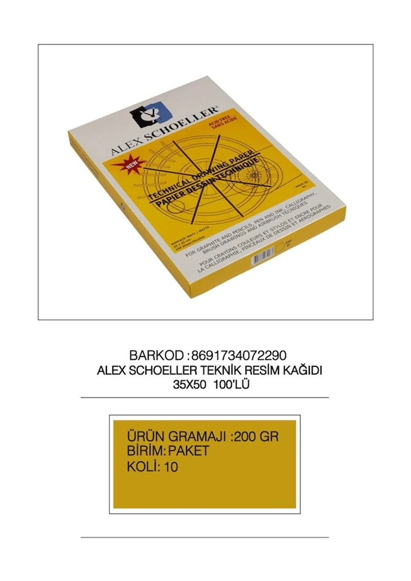 Alex Alx-2290 Teknik Resim Kağıdı 35*50 200Gr 100Lü