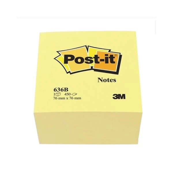 Post-It Yapışkanlı Küp Not 76X76 Sarı 450Yp 636B