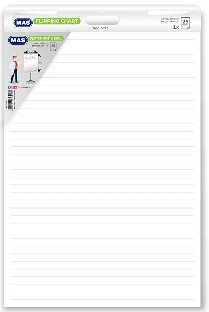 Mas Flıpchart Kağıdı 64X90 Askılı Çizgili 25Yp 3693
