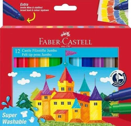 Faber-Castell Jumbo Keçeli Kalem 12Li Superwashable
