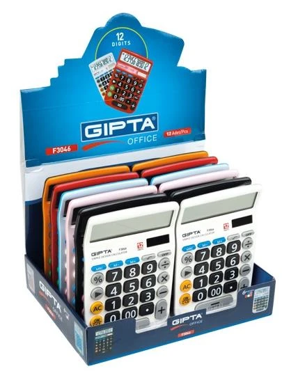 Gıpta F3046 Hesap Makinesi 6Renk 12Hane Büyük 12Li