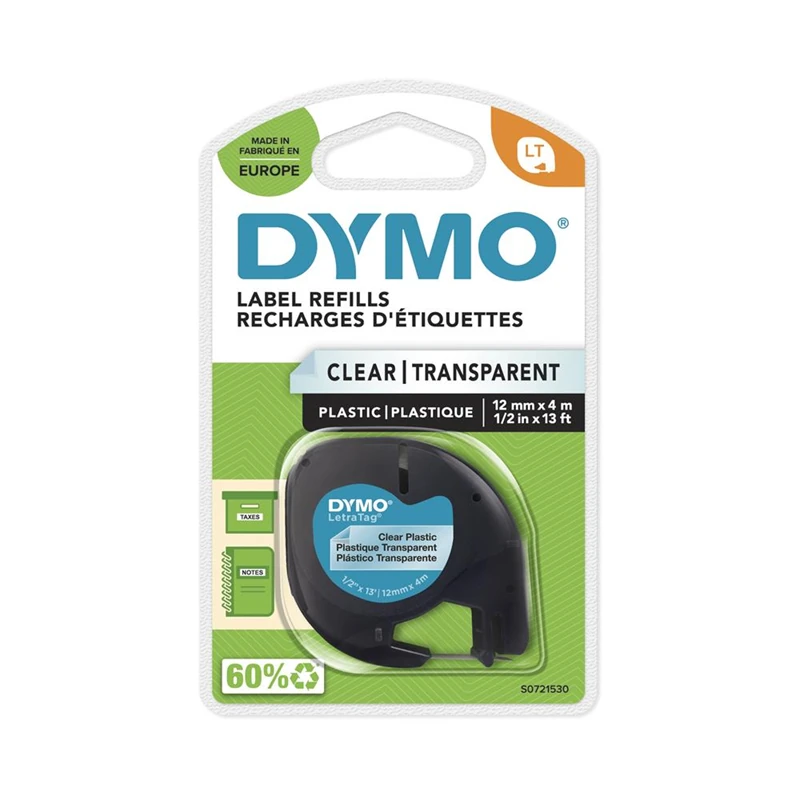 Dymo S0721530 Letra Plastik Şerit Şeffaf 12Mm*4Mt