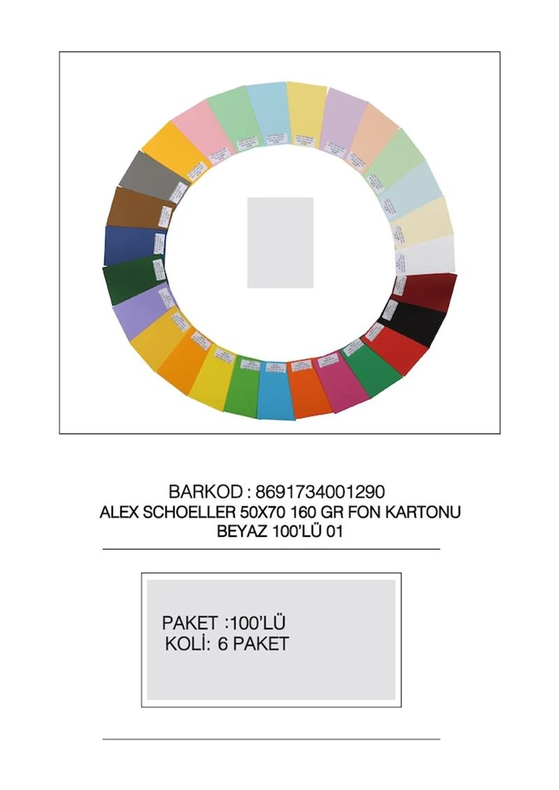 Alex Alx-1001 Fon Kartonu 50*70 160Gr Beyaz 01
