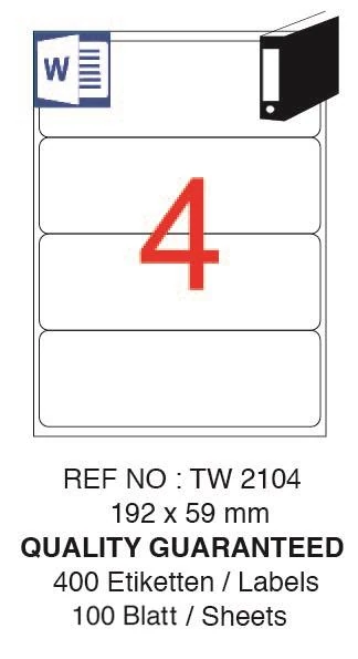 Tanex Laser Etiket Tw-2104 192 X 59 Mm 100 Lü