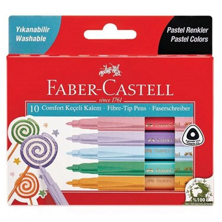 FABER CASTEL KECELI KALEM 10 LU COMFORT PASTEL RENKLER 5062000011000 *.FABER-23