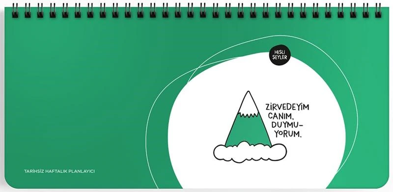 Keskin 830185-99 Hisli Şeyler 13*27 Spiralli Stickerli Planner -Zirvedeyim Canım Duymuyorum