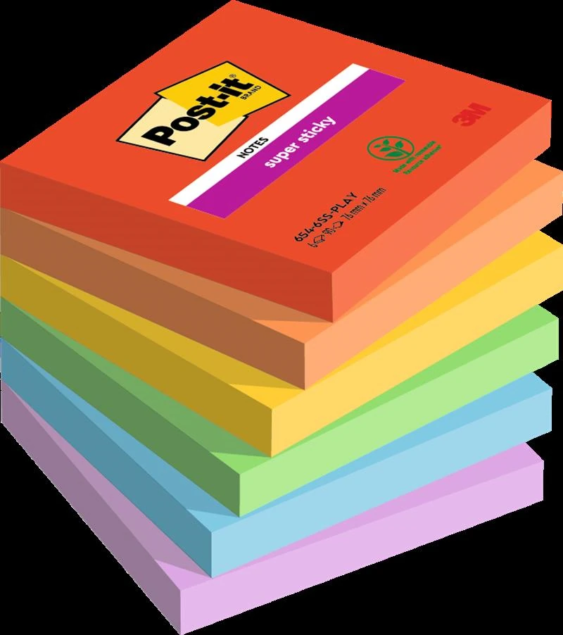 Post-It Yapışkanlı Not Kağıdı Playful Renk Koleksiyonu 76 Mm X 76 Mm 90 Yaprak 6 Lı Paket 654-6Ss-Play 550600511800