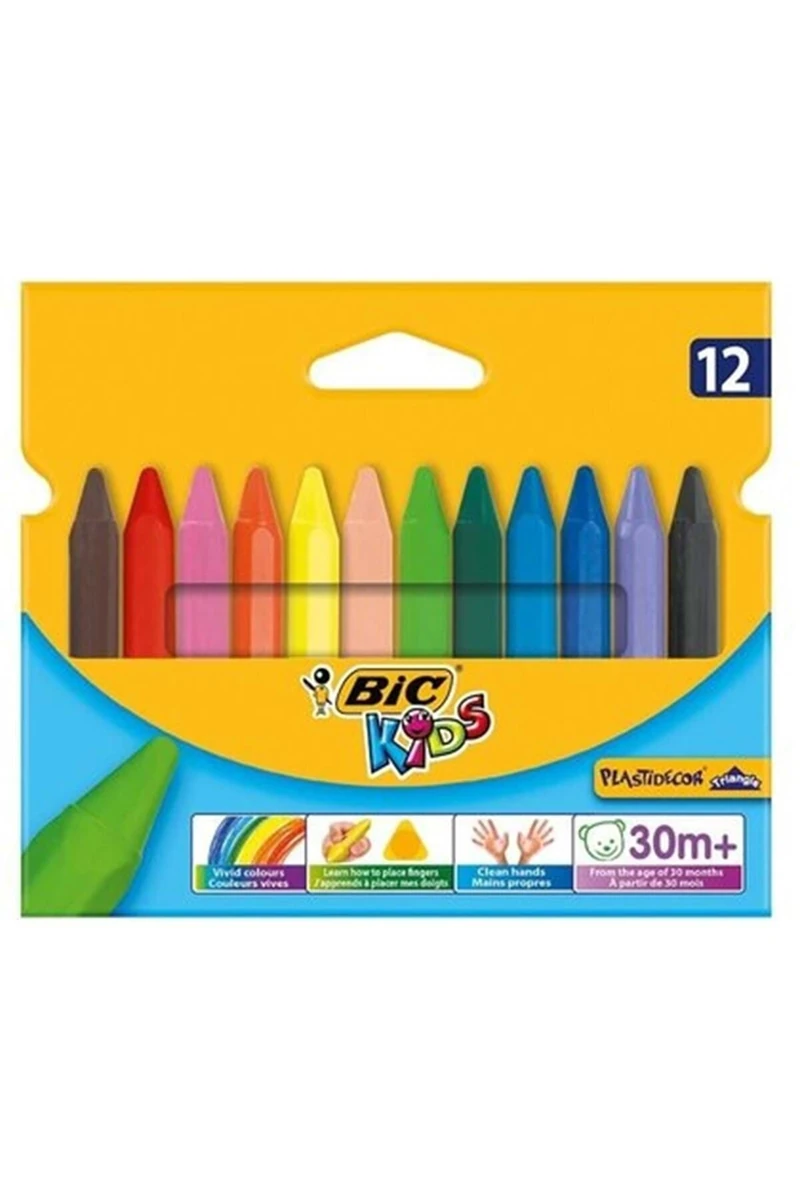 Bic 8297733 Elleri Kirletmeyen Üçgen Pastel 12Renk