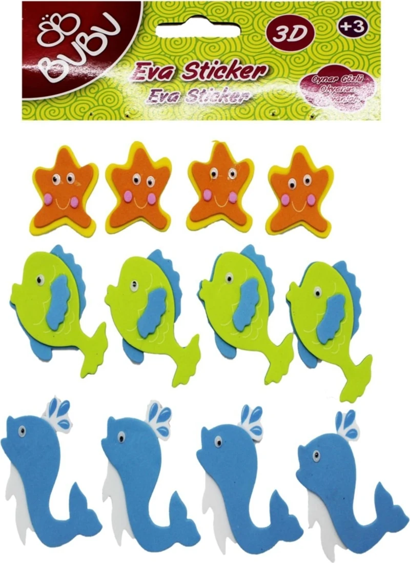 Bubu ST0083 3D Eva Stıcker Oynar Gözlü Okyanus Hayvanları