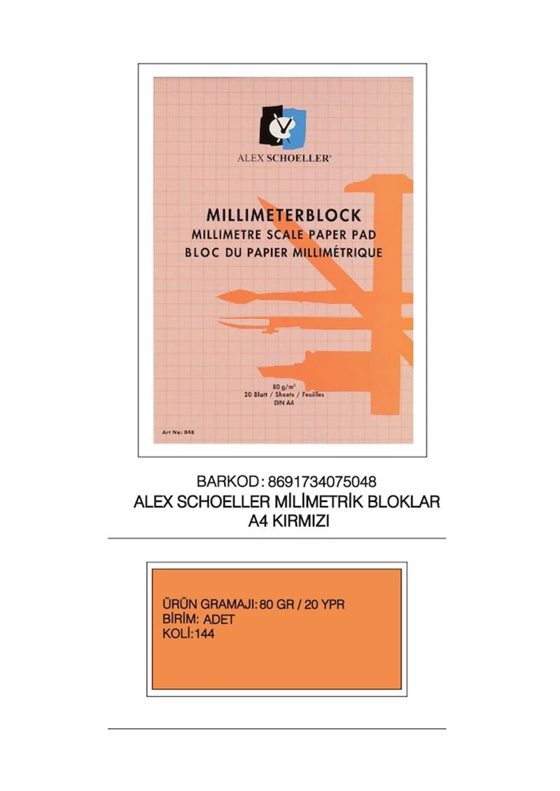 Alex Teknik Çizim Bloğu 80Gr A4 20 Ypr. Dikey 062