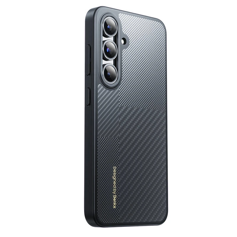 Galaxy S25 Plus Kılıf M-safe Şarj Özellikli Karbon Fiber Benks Montage Hybrid ArmorPro Kevlar Kapak