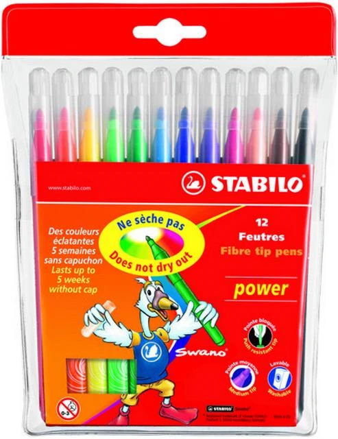 Stabilo Keçeli Boya Kalemi Power Askılı Paket 12'Li 280/12-01